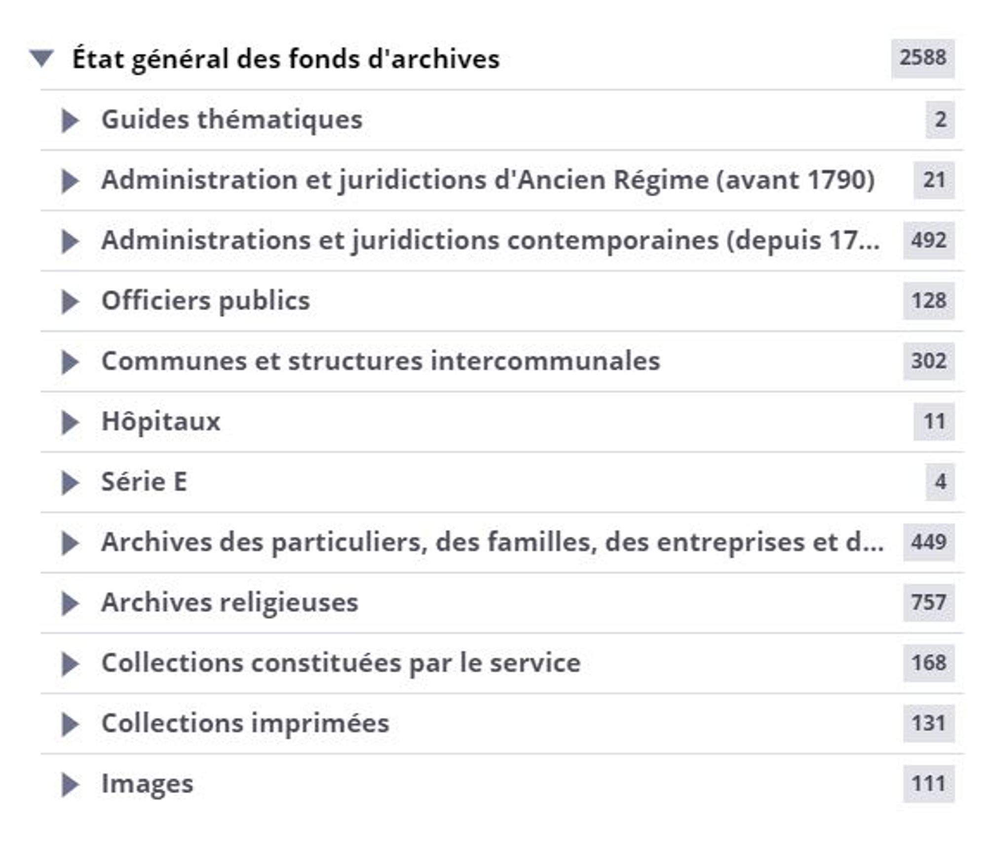 Etat général des fonds