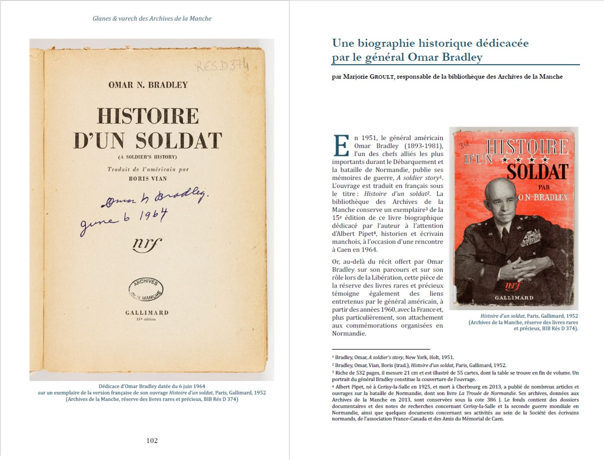 Une biographie historique dédicacée par le général Omar Bradley